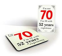Beenanas I'm Not 70 Birthday Funny 70th Drinks Coaster & Magnet Bundle