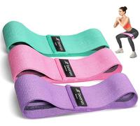 Beenax Fabric Resistance Bands Set, Non-Slip Exercise Bands for Women Men, 3 Levels Workout Loop Bands for Glutes, Hips, Booty, Legs for Home Fitness, Squat, Pilates, Yoga (Violet, Pink, Green)