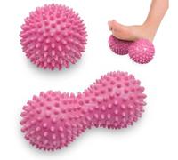 Beenax Spiky Massage Ball Roller Set - Plantar Fasciitis, Trigger Point, Deep Tissue, Myofascial Release, Tension and Foot Pain Relief - Relieve Stress and Relax Tight Muscles