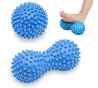 Beenax Spiky Massage Ball Roller Set - Plantar Fasciitis, Trigger Point, Deep Tissue, Myofascial Release, Tension and Foot Pain Relief - Relieve Stress and Relax Tight Muscles