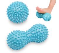 Beenax Spiky Massage Ball Roller Set - Plantar Fasciitis, Trigger Point, Deep Tissue, Myofascial Release, Tension and Foot Pain Relief - Relieve Stress and Relax Tight Muscles