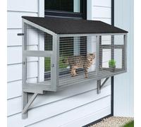 beeNbkks Cat Catio, Window Box Enclosure for Indoor Cats, Wooden Cat Window Perch House, Expandable for Multi Cats, Secure Comfortable Outdoor Haven for Cats, All Weather Use, Nature Friendly Design