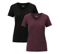BEENIUBEE 2 Pack 100% Merino Wool T Shirt for Women, V Neck Wool Base Layer Women Short Sleeve Undershirt for Outdoor Sports (UK, Alpha, M, Regular, Regular, 2, Muticolor02)