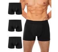 BEENIUBEE 3 Pack Incontinence Pants for Men, Washable Boxers Shorts with Ultra-Absorbent Protective Pads, Leakproof Reusable Odor Control Underwear Trunks for Going Out Post-Surgery (Black, L)