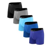 BEENIUBEE Incontinence Pants for Men 100ML Absorbent 5 Pack, Washable Mens Long Leg Boxers Shorts Cotton with Protective Pads, Leakproof Underwear Trunks, Reusable Odor Control(Multicolor01, M)