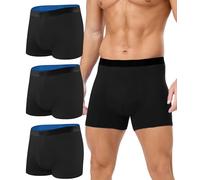 BEENIUBEE Incontinence Pants for Men,150ML Absorbent Washable Cotton Incontinence Boxers for Men,Reusable Leakproof Boxer Underpants,Underwear Trunks 3 Pack(Black,L)