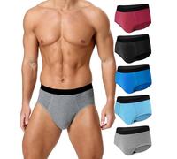 BEENIUBEE Incontinence Pants for Men 5 Pack,150ML Absorbent Washable Cotton Incontinence Boxers for Men,Reusable Leakproof Underpants,Odor Control Underwear Trunks(Multicolor01,L)