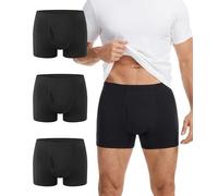 BEENIUBEE Incontinence Pants for Men,Cotton Incontinence Boxer Briefs,65ML Absorbent Washable Reusable Underpants,Leakproof Underwear Trunks Men 3 Pack(Black, 2XL)