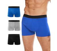 BEENIUBEE Incontinence Pants for Men,Overnight Cotton Incontinence Boxers for Men,80ML Absorbent Washable Reusable Leakproof Boxer Underpants,Underwear Trunks 3 Pack(Multicolor01,2XL)