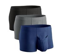 BEENIUBEE Men Pouch Boxer Briefs, Modal Mens Underwear, Breathable Moisture Wicking Soft Boxer Shorts With Ball Pouch 3Pack, Multicolor01, L