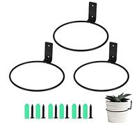Beenle-Icey 3pcs Flower Pot Holder Hanging Basket Bracket Hooks Wall Mounted Plant Holder Iron Flower Pot Hangers Plant Ring Racks for Home Garden Indoor Outdoor Plants Planters (4inch)
