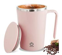Beenle-Icey 400ml Electric Self Stirring Mug 1200mAh Rechargeable Auto Mixing Mug Stainless Steel Magnetic Stirring Cup Self Mixing Coffee Cup for Tea Hot Chocolate Milk Cocoa Protein(Pink)