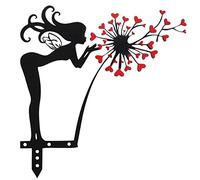 Beenle-Icey Fairy Silhouette Wall Art Romantic Black Plating Iron Flower Fairy Garden Stakes Ornament Exquisite Hanging Branch Sticker for Patio Yard Bedroom Living Room(A)