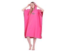 Beenle-Icey Swim Towels Changing Robes Towel Poncho w/ Hood Adults, Quick Dry Lighjtweight Microfibre Hooded Surf Poncho Beach Surfing Swimming Wetsuit Changing Universal Size (rose red), 90x110cm