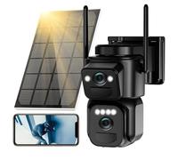 BEENOCAM Dual Lens 4K Solar Security Camera Wireless Outdoor, 2.4g & 5g WiFi, 360°PTZ Rotating Cam and 110° Fixed Cam 2-in-1 for Home Security with Color Night Vision,2-Way Audio, Light Alarm, IP66
