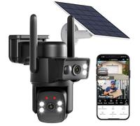 BEENOCAM Solar Security Camera Dual Lens Wireless Outdoor 2.4G 5G WiFi, 360° Rotatable PTZ Camera and 110° Fixed Camera 2 in 1 for Home Security with Vision