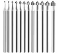 BEEOFICEPENG 12Pc Cylinder Cone Shape Carving Burr Sets Jewelry Burr SetsShank Jewelry Making Stone Setting Burs for Lapidary 008-040