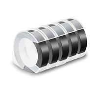 BEEOFICEPENG 5 Pack Label Tape for Embossing Tape 12mm 3D Emboss Labels, White on Black for DM1595 Organizer Xpress