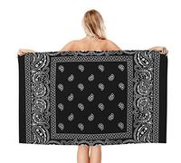BEEOFICEPENG Bandana Black Beach Towel Highly Absorbent Microfiber Beach Blanket Soft Bath Towels 80X130 cm