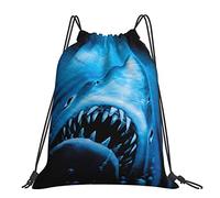 BEEOFICEPENG Drawstring Backpack, Jaws Of Ocean Shark Unisex String Bag Sport Gym Bag Casual Daypack Drawstring Sackpack