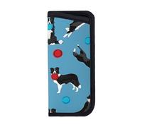 BEEOFICEPENG Glasses Case,Anti-Scratch Spectacles Sleeve Portable Eyewear Case Sunglasses Case,Border Collie Disc Dog Agility Dog Border Collie Black And White Border Blue