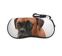 BEEOFICEPENG Glasses Case, Neoprene Portable Sunglasses Case Soft Eyewear Case Zipper Glasses Box, Boxer Dog With Sad Face