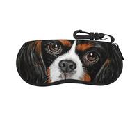 BEEOFICEPENG Glasses Case, Neoprene Portable Sunglasses Case Soft Eyewear Case Zipper Glasses Box, Cavalier King Charles Spaniel Gift Dog