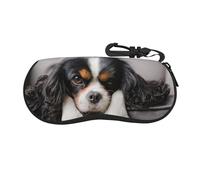 BEEOFICEPENG Glasses Case, Neoprene Portable Sunglasses Case Soft Eyewear Case Zipper Glasses Box, Cavalier King Charles Spaniel Dog