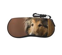 BEEOFICEPENG Glasses Case, Neoprene Portable Sunglasses Case Soft Eyewear Case Zipper Glasses Box, Rough Collie Lassie Dogs Big Fluffy Dogs Pets