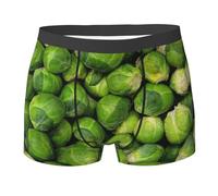 BEEOFICEPENG Green Brussel Sprout Print,Boxer Briefs,Mens Underpants Boxer Shorts Leg Boxer Briefs Funny Novelty Underwear,L