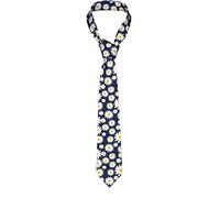 BEEOFICEPENG Mens Ties Daisy Pattern Blue Background Print Men's Neckties Business Neckties Suit Tie Soft Wedding Gentleman Formal Tie