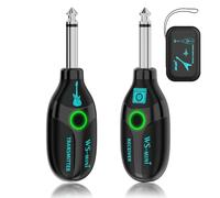BEEONE 2.4GHz Mini Wireless Guitar System with 4 Channels，Rechargeable Audio Wireless Guitar Transmitter Receiver for Guitar Bass Electric Instruments with Portable Case (Black)