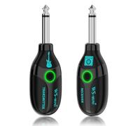 BEEONE 2.4GHz Mini Wireless Guitar System with 4 Channels, Rechargeable Audio Wireless Guitar Transmitter Receiver for Guitar Bass Electric Instruments (Black)