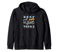 Beep If You Love Vodka, Novelty Beverage Slogan Zip Hoodie