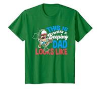 Beeping Dad Metal Detector Detectorist Funny Metal Detecting T-Shirt, Youth, Kelly Green, X-Small