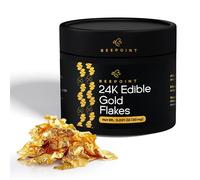 BeePoint 24K Edible Gold Foil Flakes - 30mg Gold Flakes for Cake Decoration, Baking, Cooking, Arts Crafts, DIY Projects, Nail Candles, Makeup, Painting, Food, Cooking, Makeup, Home
