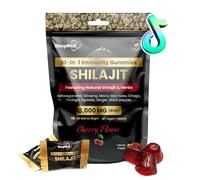 BeepWell Shilajit Gummies for Men - 3000mg 10-in-1 Himalayan Blend with Fulvic Acid, 85+ Trace Minerals & Ashwagandha -Naturally Sweetened Cherry Flavored Vegan Shilajit Gold Gummies - 60 Count