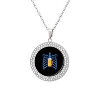 Beer And Bones Stylish Circle Necklace Pendant Multicolored Diamond Necklaces Jewelry Gift for Women
