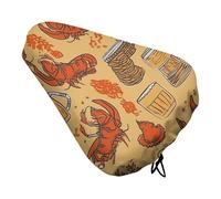 Beer and Crawfish Pattern Bike Seat Cover Waterproof Oxford Fabric, Universal Adjustable Bicycle Saddle Cover with Drawstring Easy Install Protective Rain Dust Covers for Women Men