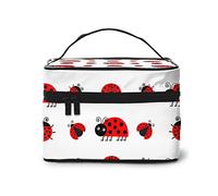 Beer And Crawfish Pattern Cosmetic Bag Makeup Bag Large Travel Makeup Organizer Case, Excellent Capacity, Water-Resistant, Suitable For Women Families Couples Or Long-Term Travel., Red Ladybug, One