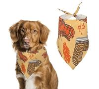 Beer and Crawfish Pattern Dog Bandanas for Feeding Grooming, Triangle Pet Bibs for Cats & Dogs Washable Fashion Pets Scarf for Party Travel 27.6 X 11.8 Inch