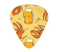 Beer And Crawfish Pattern Guitar Plectrums, 12 Pcs Lightweight Guitar Plectrums, 0.46mm/0.71mm/0.96mm Thickness For Acoustic Guitar Acoustic Electric Guitar Ukulele Bass