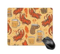 Beer and Crawfish Pattern Mouse Pad Non-Slip & Waterproof Mousepad for Desk, Ultra Thin Rectangle Mouse Mat for Office, Gaming, 18 * 22cm