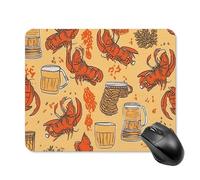 Beer and Crawfish Pattern Mouse Pad Non-Slip & Waterproof Mousepad for Desk, Ultra Thin Rectangle Mouse Mat for Office, Gaming, 20 * 25cm