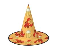 Beer and crawfish pattern print Halloween Witch and Wizard Hat Witch Costume for Theme Decoration Halloween Party