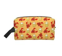 Beer and Crawfish Pattern Printed Travel Organizer Bag, High Density Storage Case with Protective Foam for Electronics
