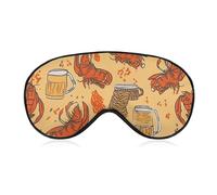 Beer and Crawfish Pattern Sleep Mask for Women Men, Soft Eye Mask with Adjustable Strap for Sleeping, Light Blocking Travel Blindfold for Nap Comfortable Eye Cover for Home Office