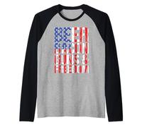 Beer Bacon Guns and Freedom USA American Flag Raglan Baseball Tee