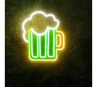 Beer Bar Open Sign for Wall Decor,Beer Led Neon Light,Beer Mug Decoration,St Patrick’S Day Beer Mug Neon Sign for Bar Nightclub Home Pub Store