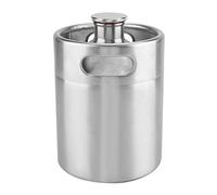 Beer Barrel, Mini Keg Growler Stainless Steel Portable Beer Homebrew Barrel with Spiral Cover Lid & Double Handles for Home Camping Picnic(2L)